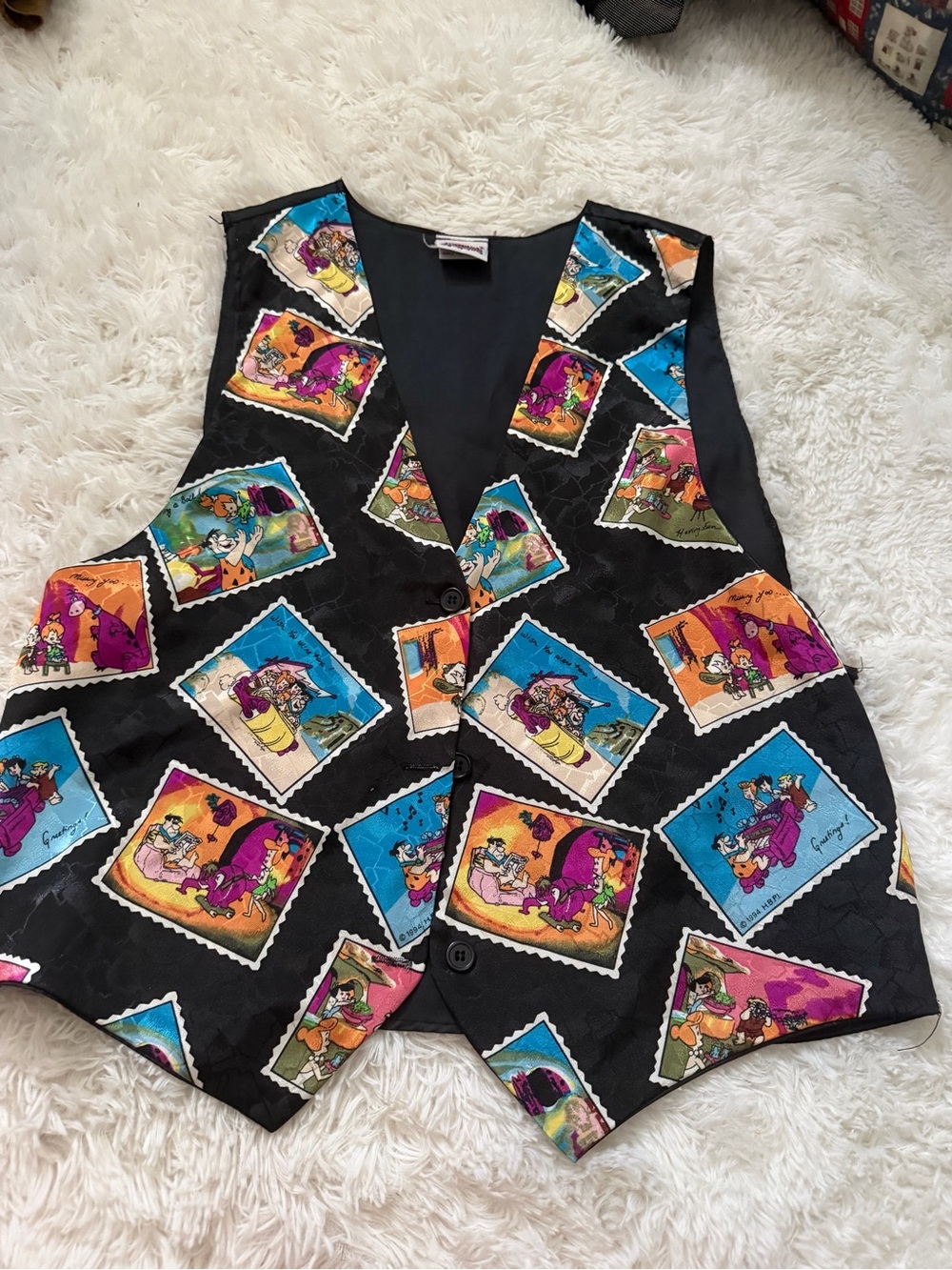 Vintage 1994 The Flintstones All-Over Print Vest — Women’s Small